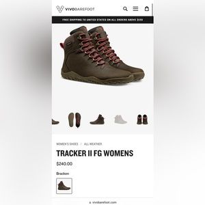 Vivobarefoot Tracker Women’s Hiking Boots - New With Tags Size 38 EU, 7.5 US